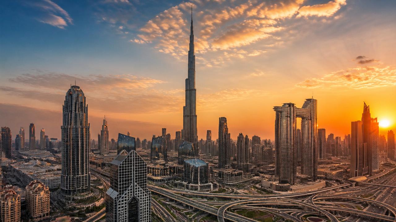 Downtown Dubai skyline behind a corporate travel programme