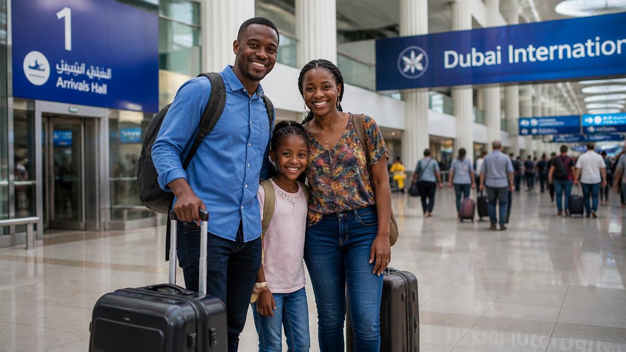 Corporate delegation arriving at Dubai International Airport