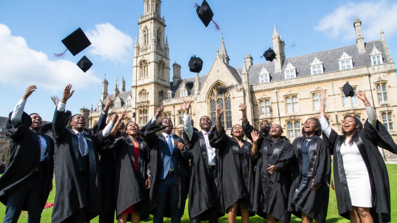 African graduates celebrating at a European university